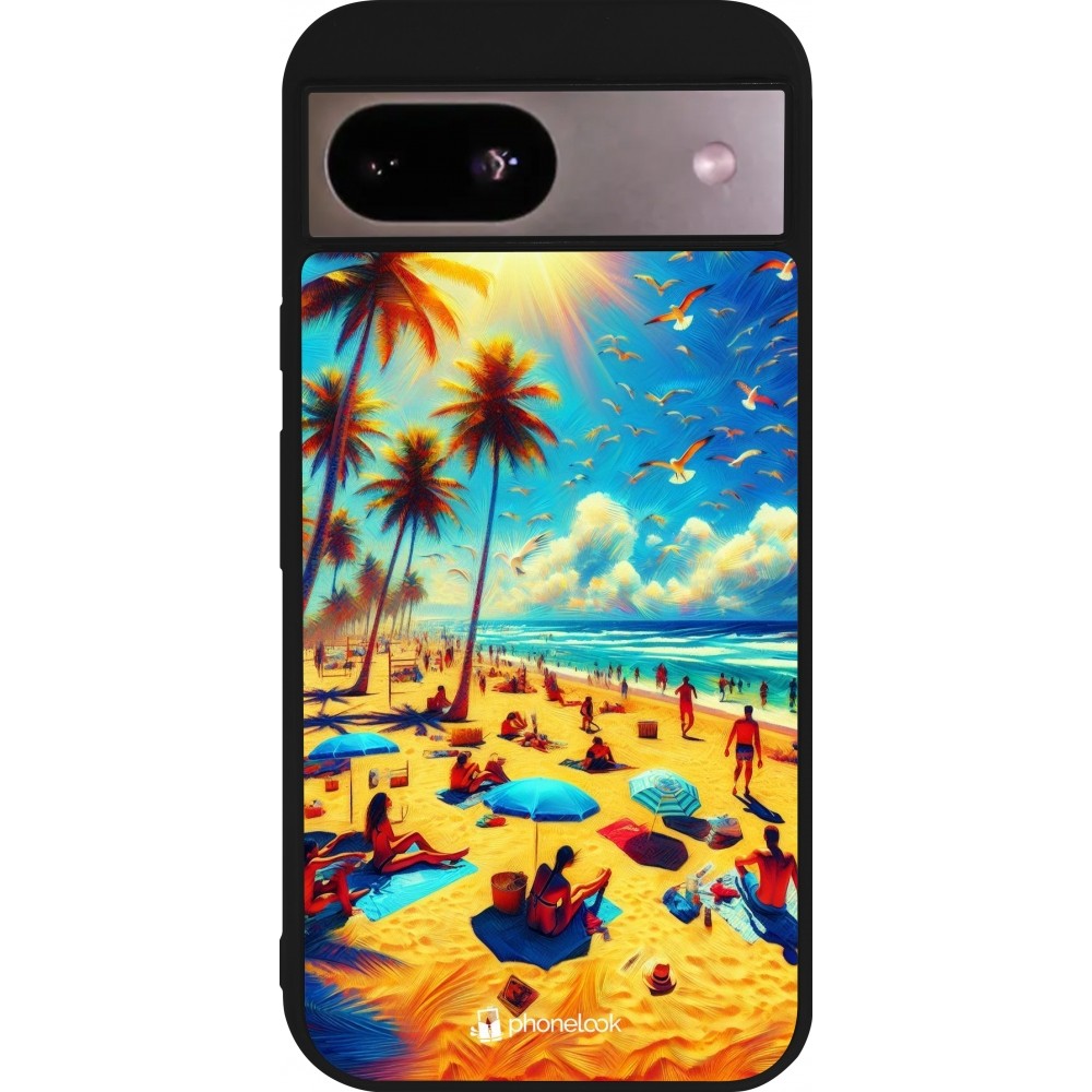 Coque Google Pixel 8a - Silicone rigide noir Été Paradis Paint