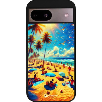 Coque Google Pixel 8a - Silicone rigide noir Été Paradis Paint