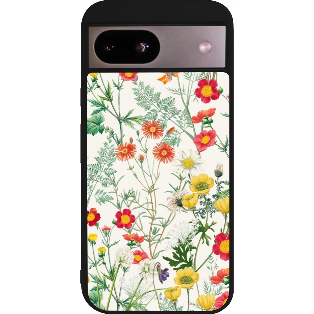 Coque Google Pixel 8a - Silicone rigide noir Flora Botanical Wildlife