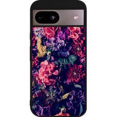 Coque Google Pixel 8a - Silicone rigide noir Flowers Dark