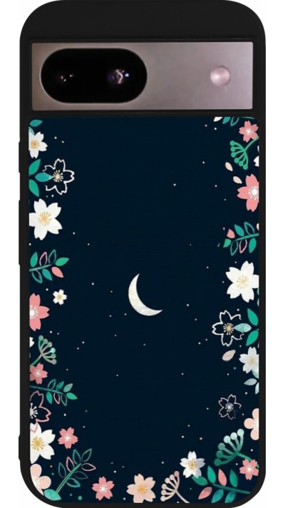 Coque Google Pixel 8a - Silicone rigide noir Flowers space