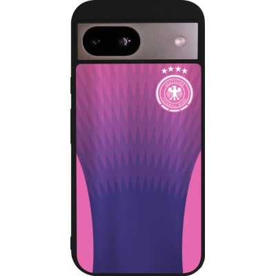 Coque Google Pixel 8a - Silicone rigide noir Maillot de football Allemagne Extérieur personnalisable