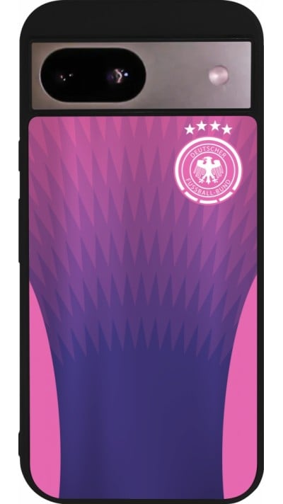 Coque Google Pixel 8a - Silicone rigide noir Maillot de football Allemagne Extérieur personnalisable