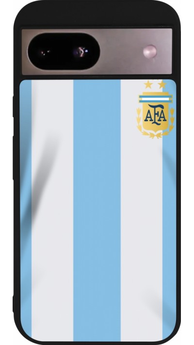 Coque Google Pixel 8a - Silicone rigide noir Maillot de football Argentine 2022 personnalisable