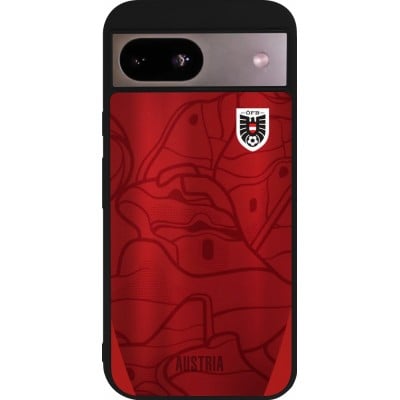 Coque Google Pixel 8a - Silicone rigide noir Maillot de football Autriche personnalisable