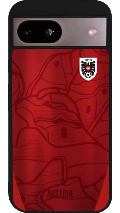 Coque Google Pixel 8a - Silicone rigide noir Maillot de football Autriche personnalisable