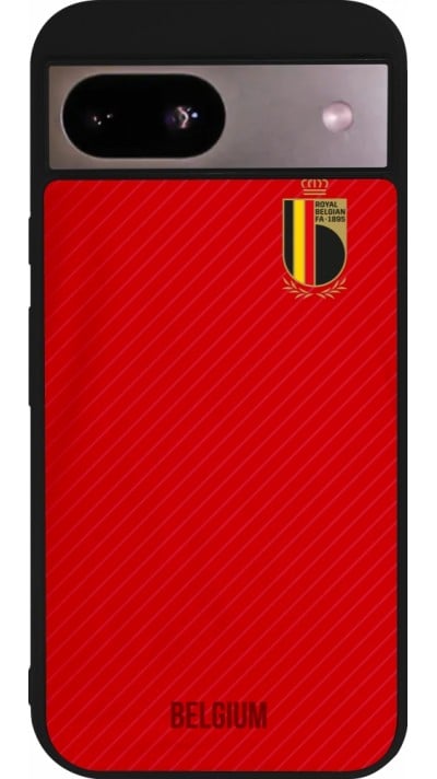 Coque Google Pixel 8a - Silicone rigide noir Maillot de football Belgique 2022 personnalisable