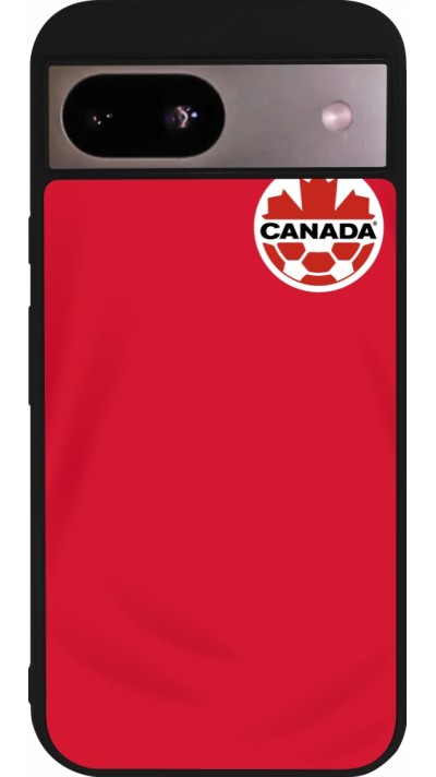 Coque Google Pixel 8a - Silicone rigide noir Maillot de football Canada 2022 personnalisable