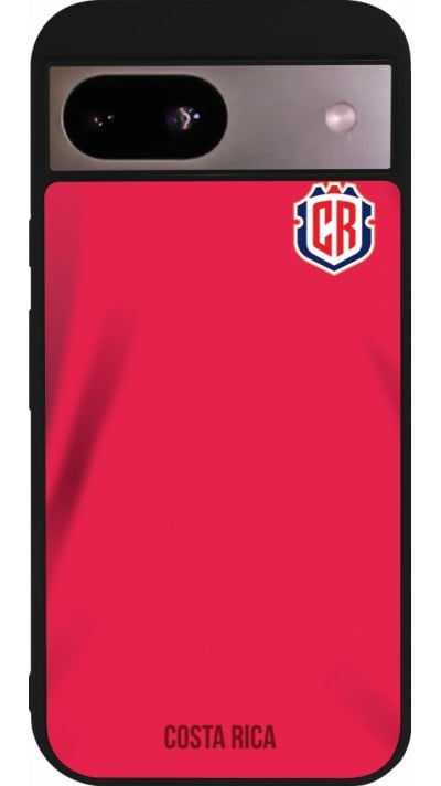 Coque Google Pixel 8a - Silicone rigide noir Maillot de football Costa Rica 2022 personnalisable