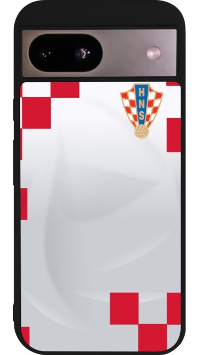 Coque Google Pixel 8a - Silicone rigide noir Maillot de football Croatie 2022 personnalisable