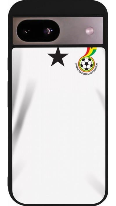 Coque Google Pixel 8a - Silicone rigide noir Maillot de football Ghana 2022 personnalisable