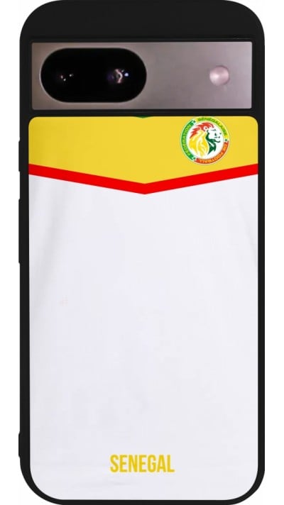 Coque Google Pixel 8a - Silicone rigide noir Maillot de football Senegal 2022 personnalisable