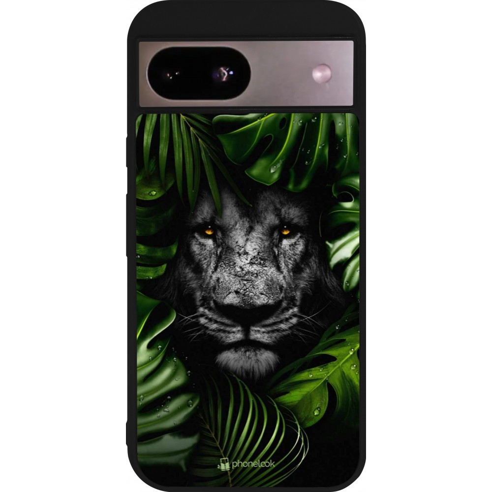 Coque Google Pixel 8a - Silicone rigide noir Forest Lion