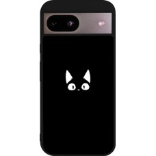 Coque Google Pixel 8a - Silicone rigide noir Funny cat on black