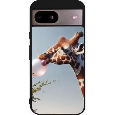 Coque Google Pixel 8a - Silicone rigide noir Girafe à bulle