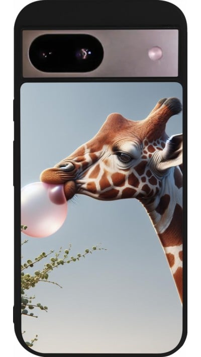 Coque Google Pixel 8a - Silicone rigide noir Girafe à bulle