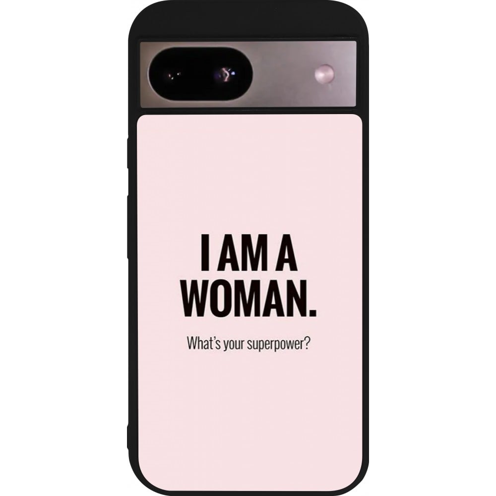 Coque Google Pixel 8a - Silicone rigide noir I am a woman