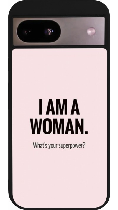 Coque Google Pixel 8a - Silicone rigide noir I am a woman