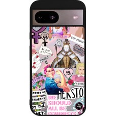 Coque Google Pixel 8a - Silicone rigide noir Girl Power Collage