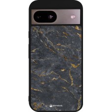 Coque Google Pixel 8a - Silicone rigide noir Grey Gold Marble