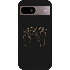 Coque Google Pixel 8a - Silicone rigide noir Grey magic hands