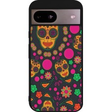 Coque Google Pixel 8a - Silicone rigide noir Halloween 22 colorful mexican skulls