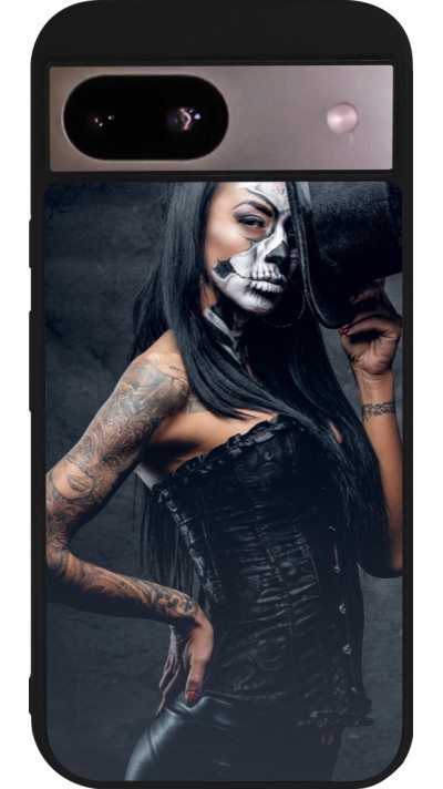 Coque Google Pixel 8a - Silicone rigide noir Halloween 22 Tattooed Girl