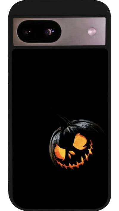 Coque Google Pixel 8a - Silicone rigide noir Halloween 2023 discreet pumpkin