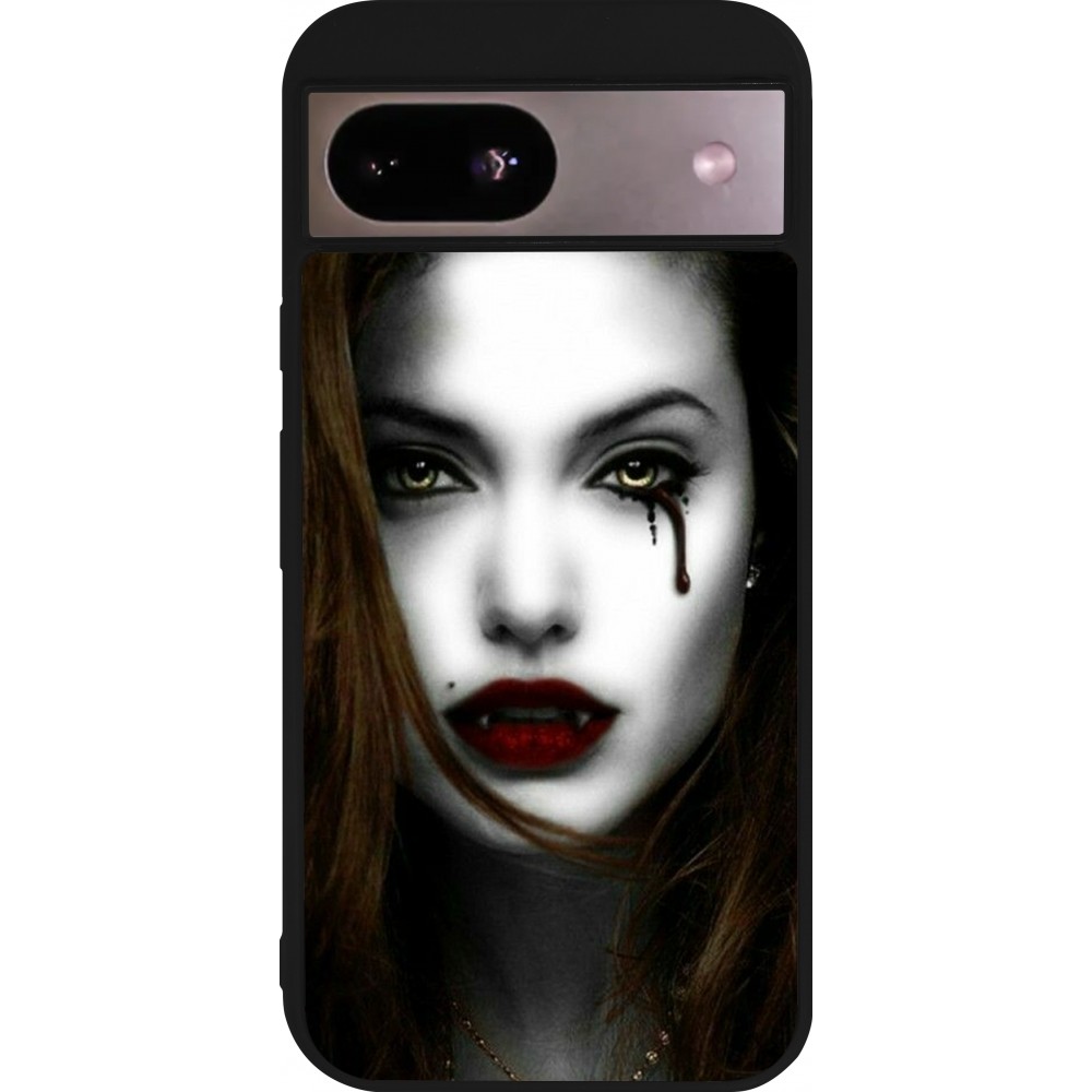 Coque Google Pixel 8a - Silicone rigide noir Halloween 2023 gothic vampire