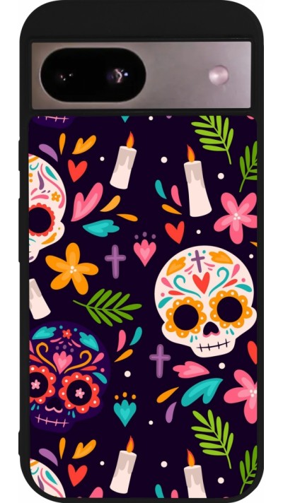 Coque Google Pixel 8a - Silicone rigide noir Halloween 2023 mexican style