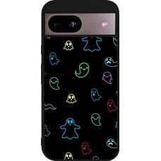 Coque Google Pixel 8a - Silicone rigide noir Halloween 2024 colorful ghosts