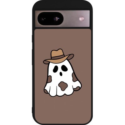 Coque Google Pixel 8a - Silicone rigide noir Halloween 2024 cowboy ghost