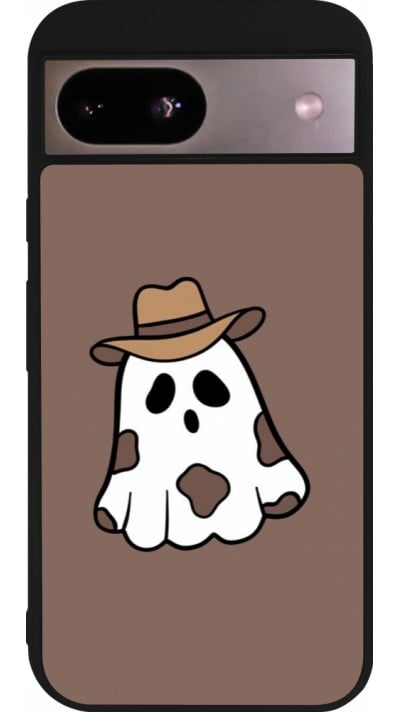 Coque Google Pixel 8a - Silicone rigide noir Halloween 2024 cowboy ghost