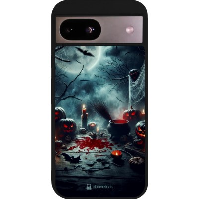 Coque Google Pixel 8a - Silicone rigide noir Halloween 2024 Dark Moon