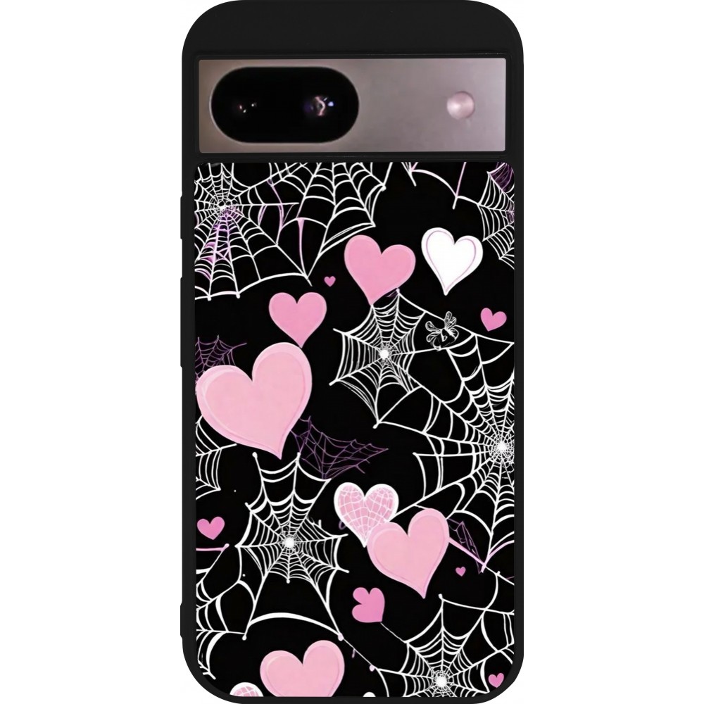 Coque Google Pixel 8a - Silicone rigide noir Halloween 2024 girly