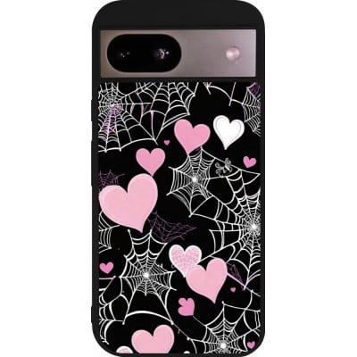 Coque Google Pixel 8a - Silicone rigide noir Halloween 2024 girly