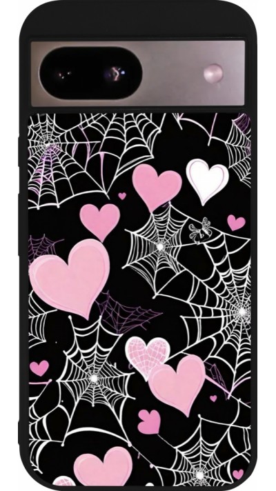 Coque Google Pixel 8a - Silicone rigide noir Halloween 2024 girly