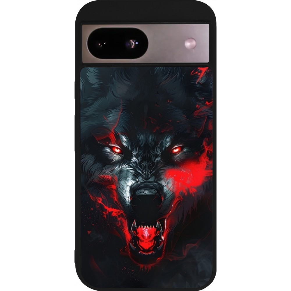 Coque Google Pixel 8a - Silicone rigide noir Halloween 2024 mad werewolf