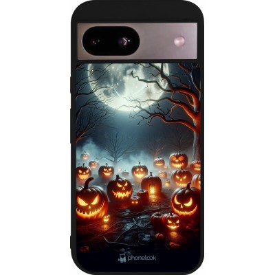 Coque Google Pixel 8a - Silicone rigide noir Halloween 2024 Many Pumpkins