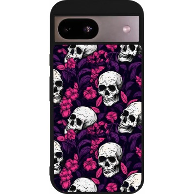 Coque Google Pixel 8a - Silicone rigide noir Halloween 2024 romantic skulls