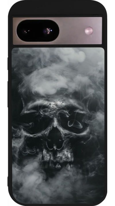 Coque Google Pixel 8a - Silicone rigide noir Halloween 2024 smoky skull