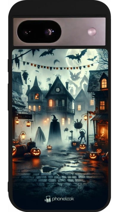 Coque Google Pixel 8a - Silicone rigide noir Halloween Spookville