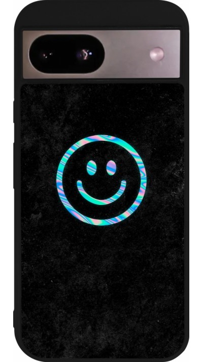 Coque Google Pixel 8a - Silicone rigide noir Happy smiely irisé