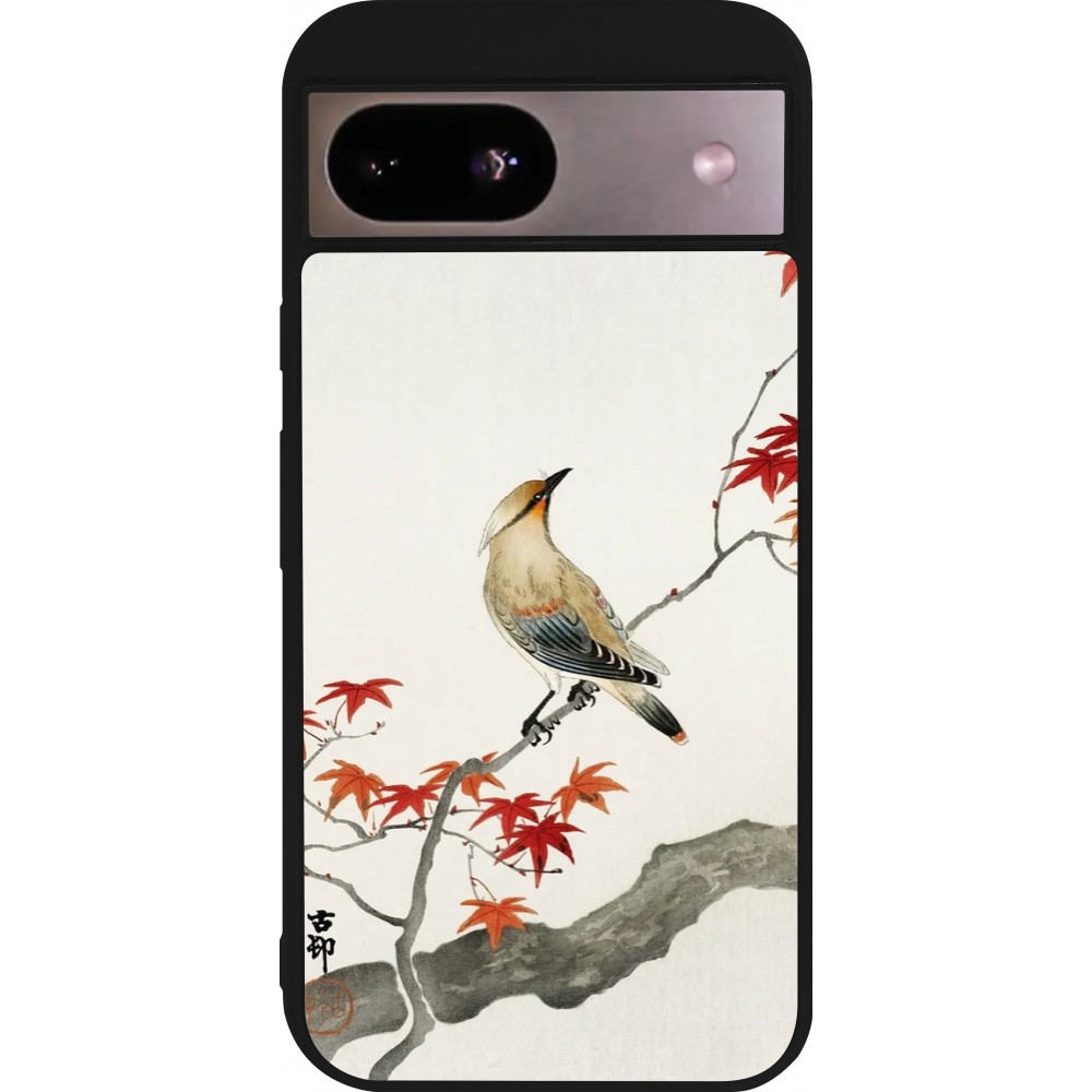 Coque Google Pixel 8a - Silicone rigide noir Japanese Bird