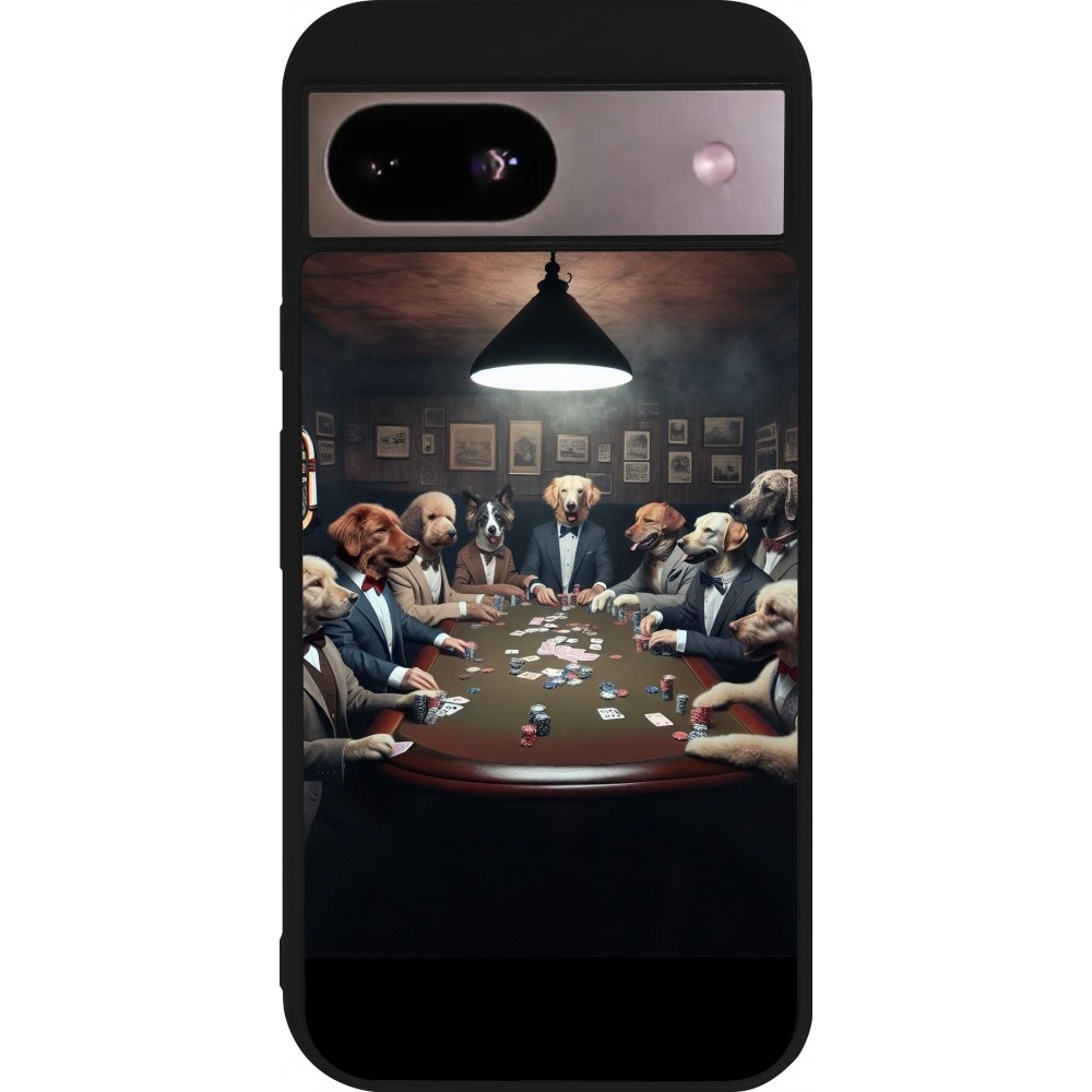 Coque Google Pixel 8a - Silicone rigide noir Les pokerdogs