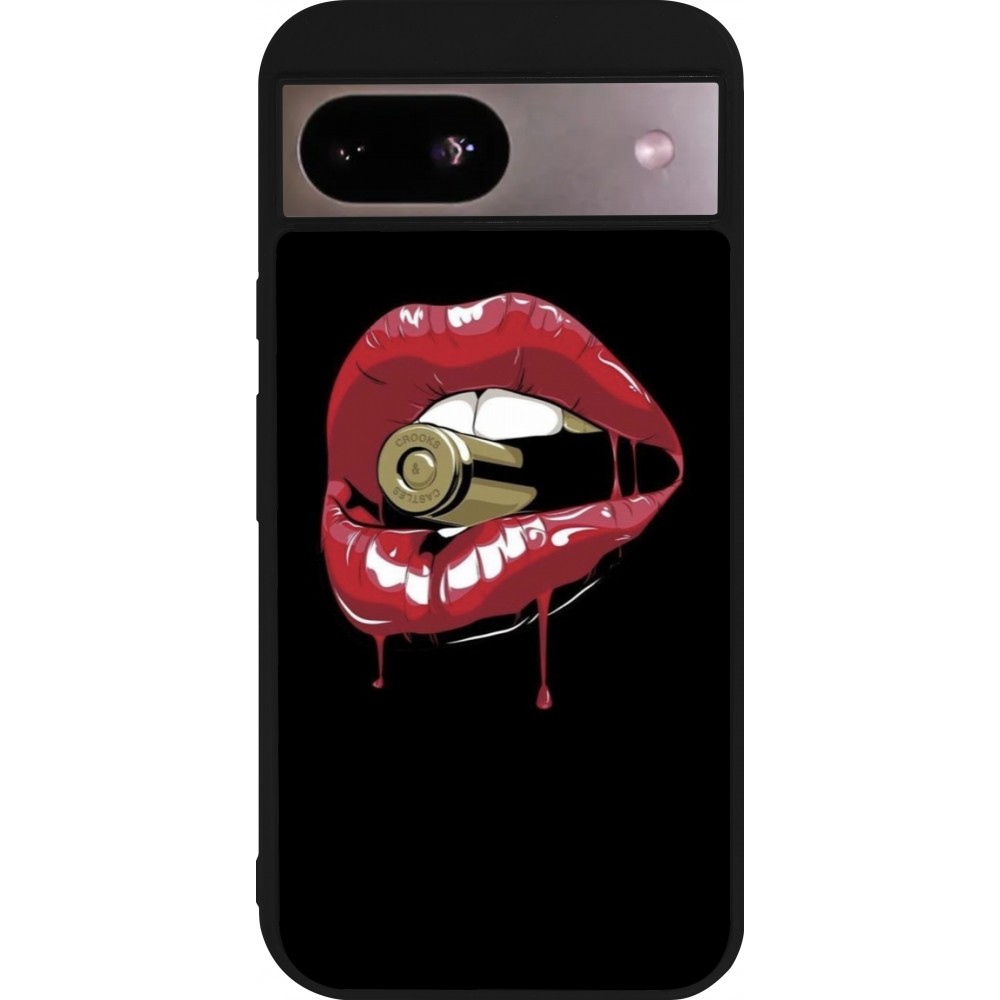 Coque Google Pixel 8a - Silicone rigide noir Lips bullet