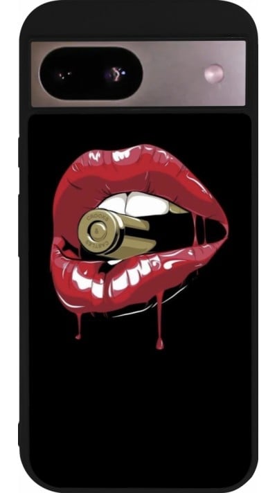 Coque Google Pixel 8a - Silicone rigide noir Lips bullet