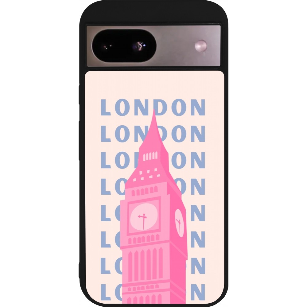 Coque Google Pixel 8a - Silicone rigide noir London Pink Print