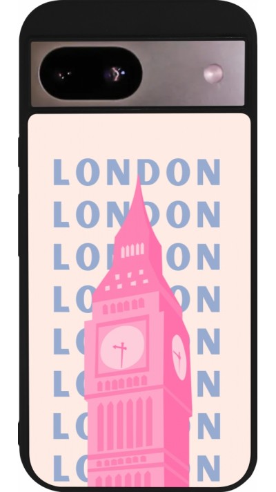 Coque Google Pixel 8a - Silicone rigide noir London Pink Print