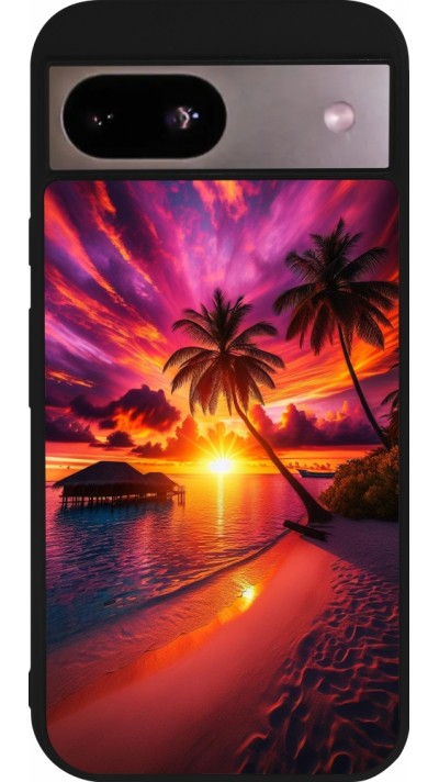 Coque Google Pixel 8a - Silicone rigide noir Maldives Dusk Bliss